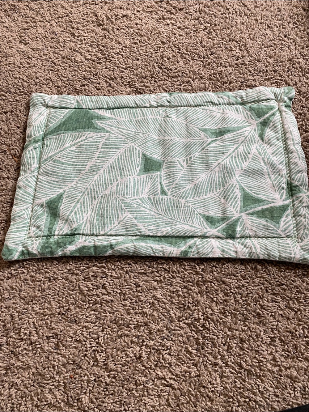 Reversible Green Paisley and Leaf Print placemats. Set of 3